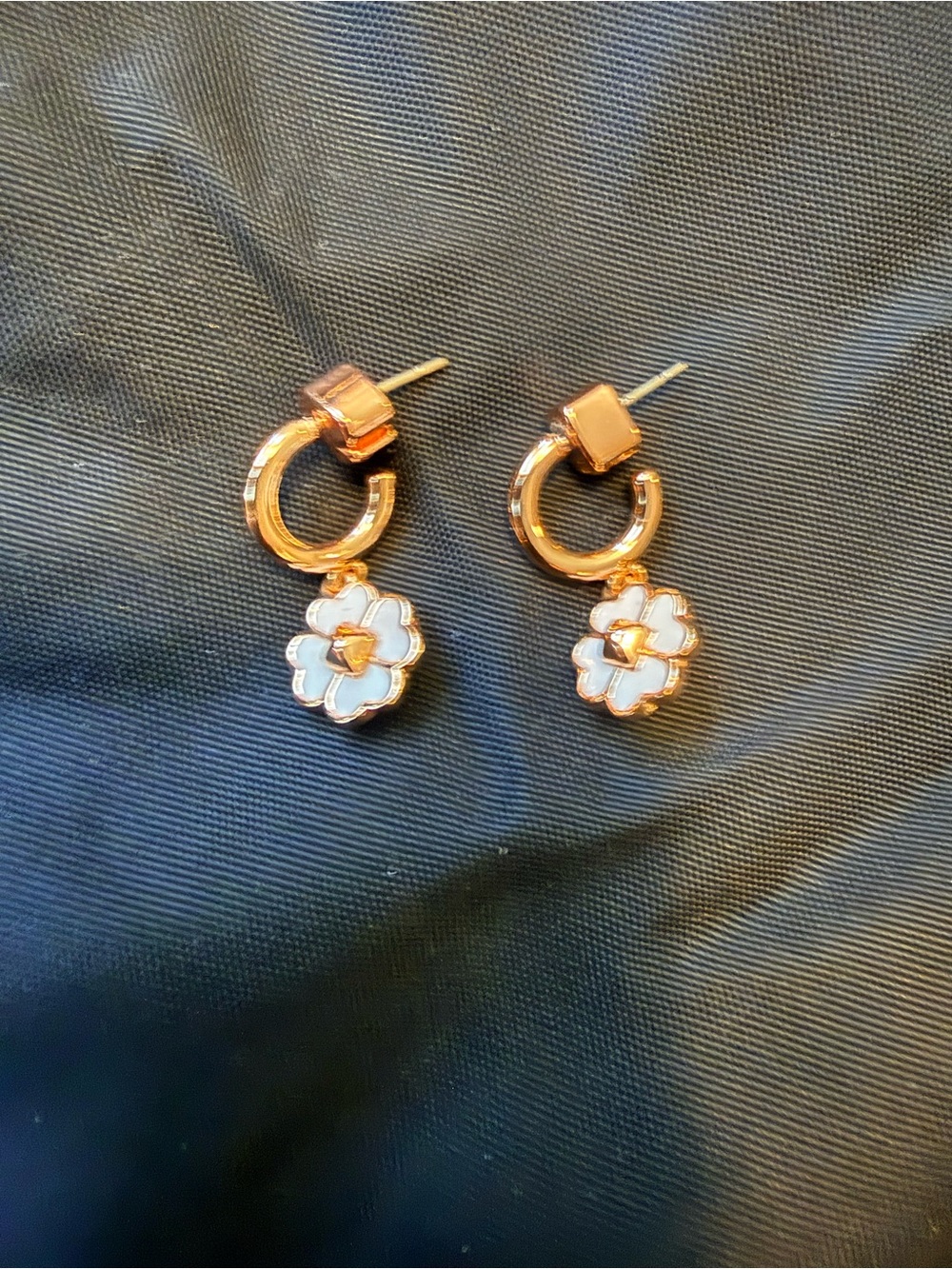 Kate Spade Golden Bloom Flower Charm Hoop Earrings